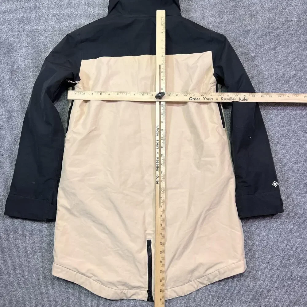 Burton GORE-TEX Living Lining Jacket Mens Small Beige Hooded Ski Snow Insulated